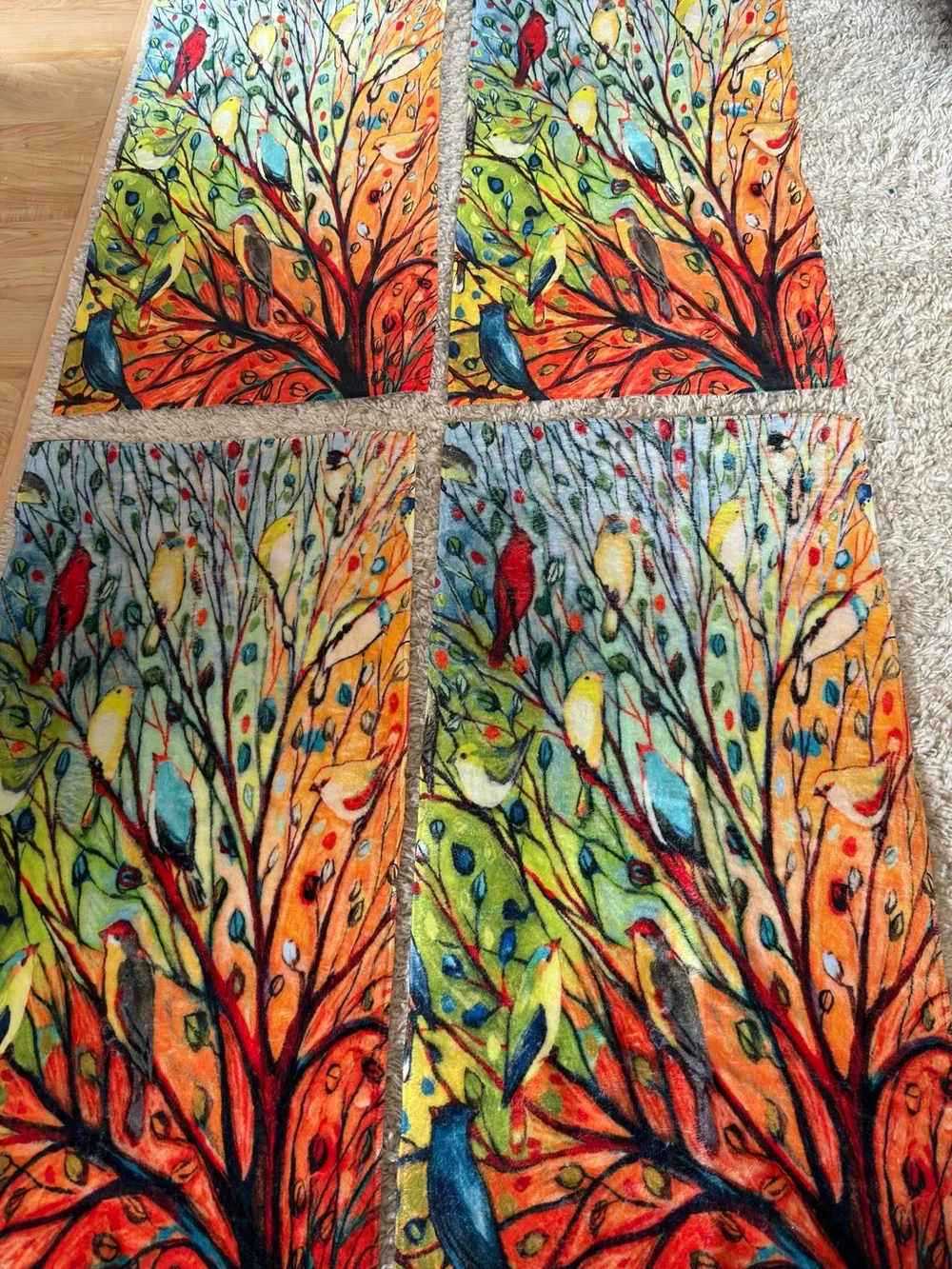 4 Hand Towels with “27 Birds” Artwork by Jennifer Lommers- Perfect for Summer